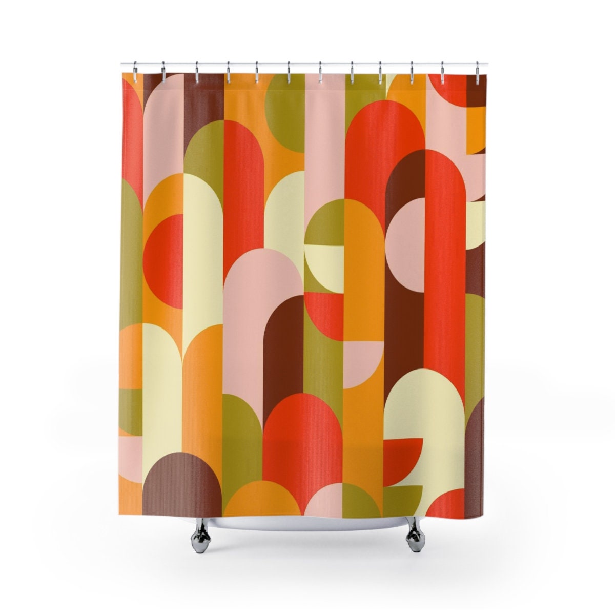 Modern Abstract Art Mid Century Retro Shower Curtain Perfect for Your