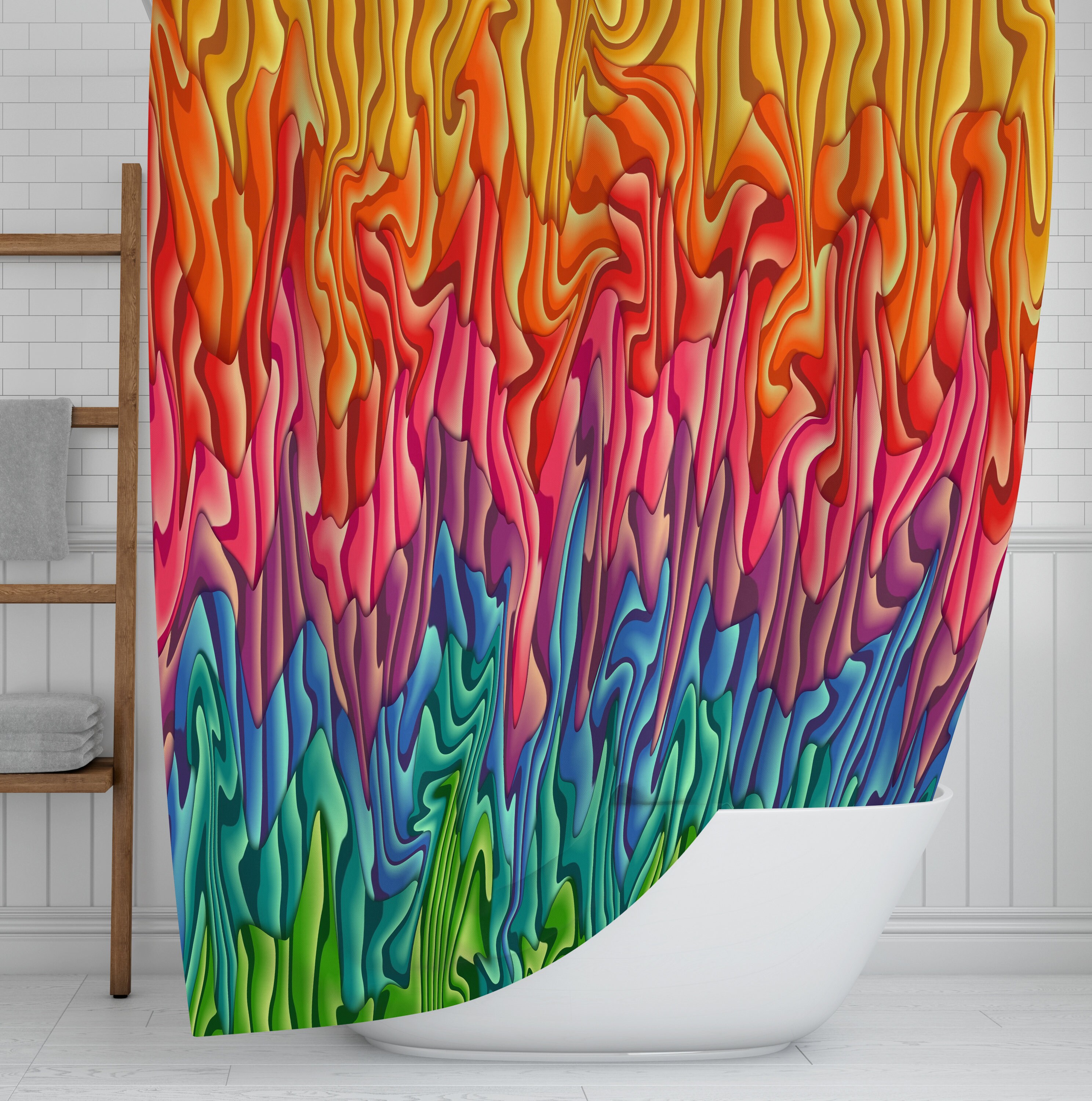 Melting Wax Boho Shower Curtain Set with Bold Design Options Herasem
