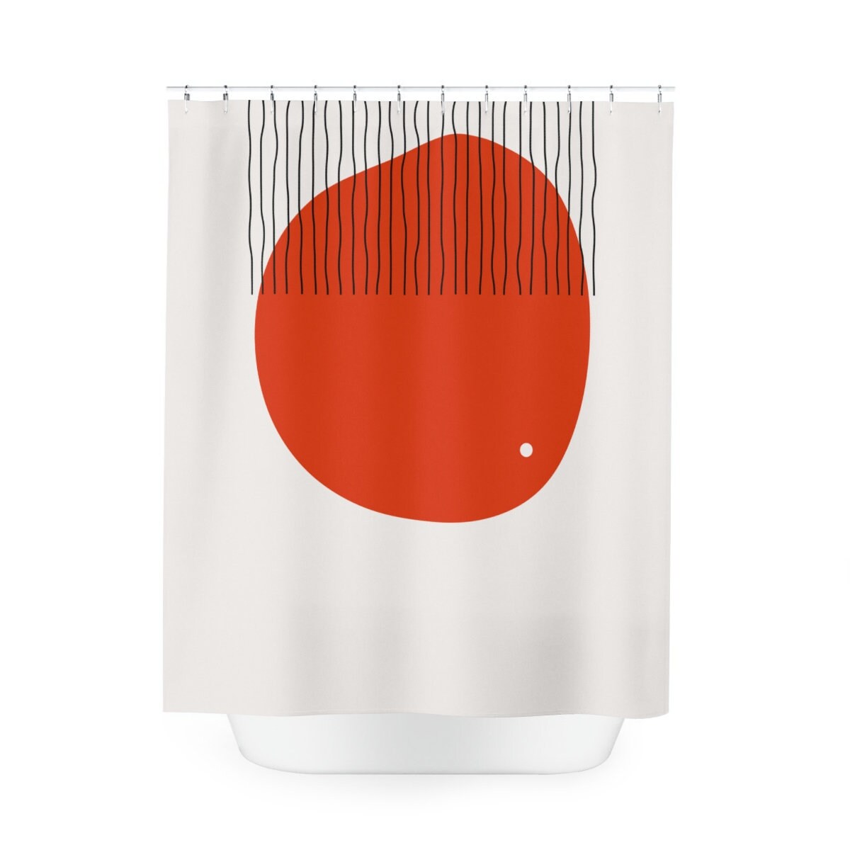 Modern Pal Minimal Lakehouse Design Boho Abstract Red Circle Shower