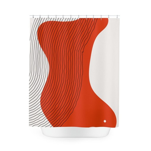 Modern Pal Minimal Lakehouse Design Boho Abstract Red Circle Shower