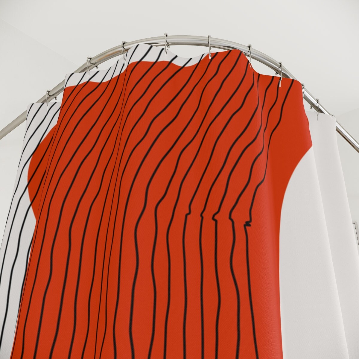 Modern Pal Minimal Lakehouse Design Boho Abstract Red Circle Shower