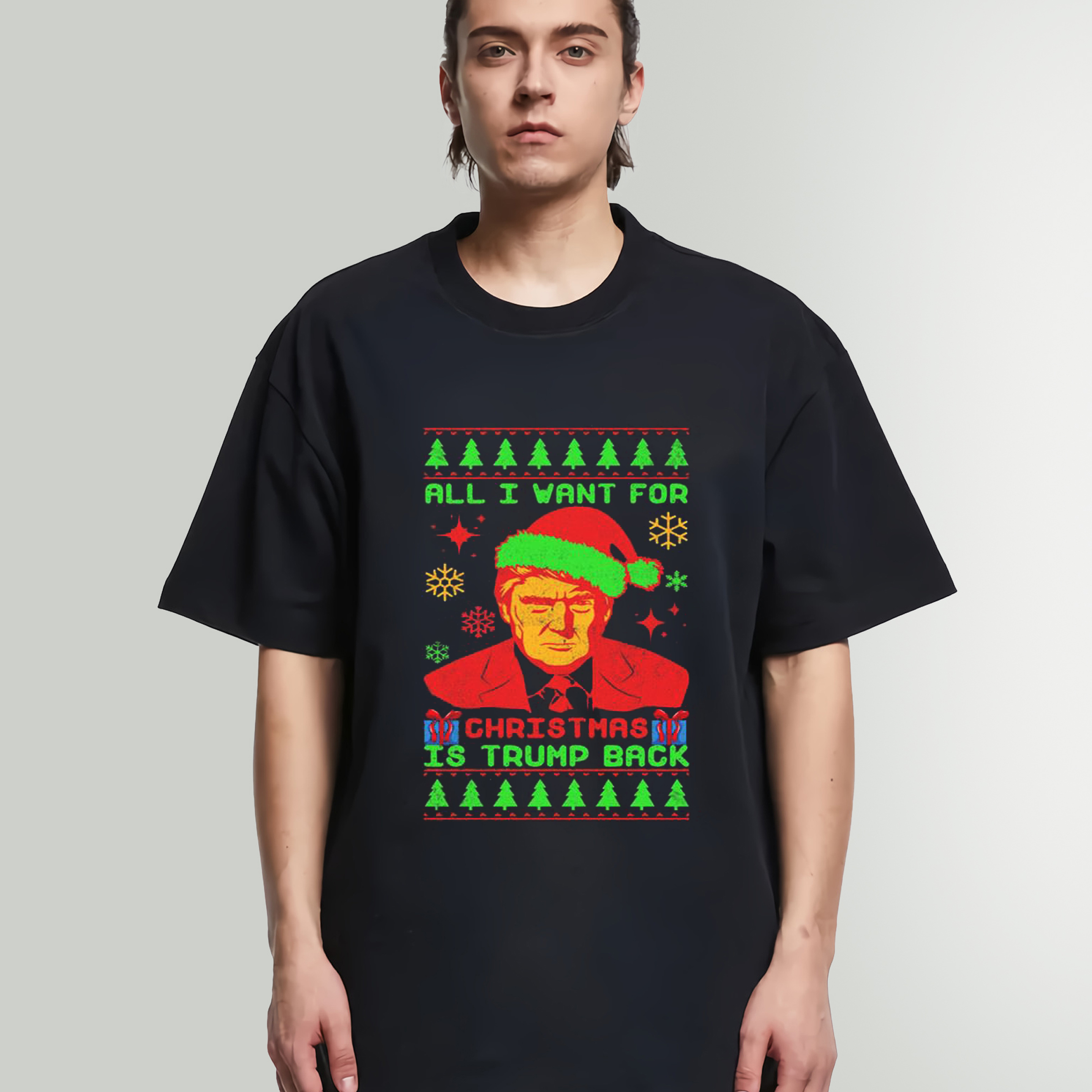 All I Want For Christmas Is Trump Back Vintage Style Ugly Christmas Sweatshirt