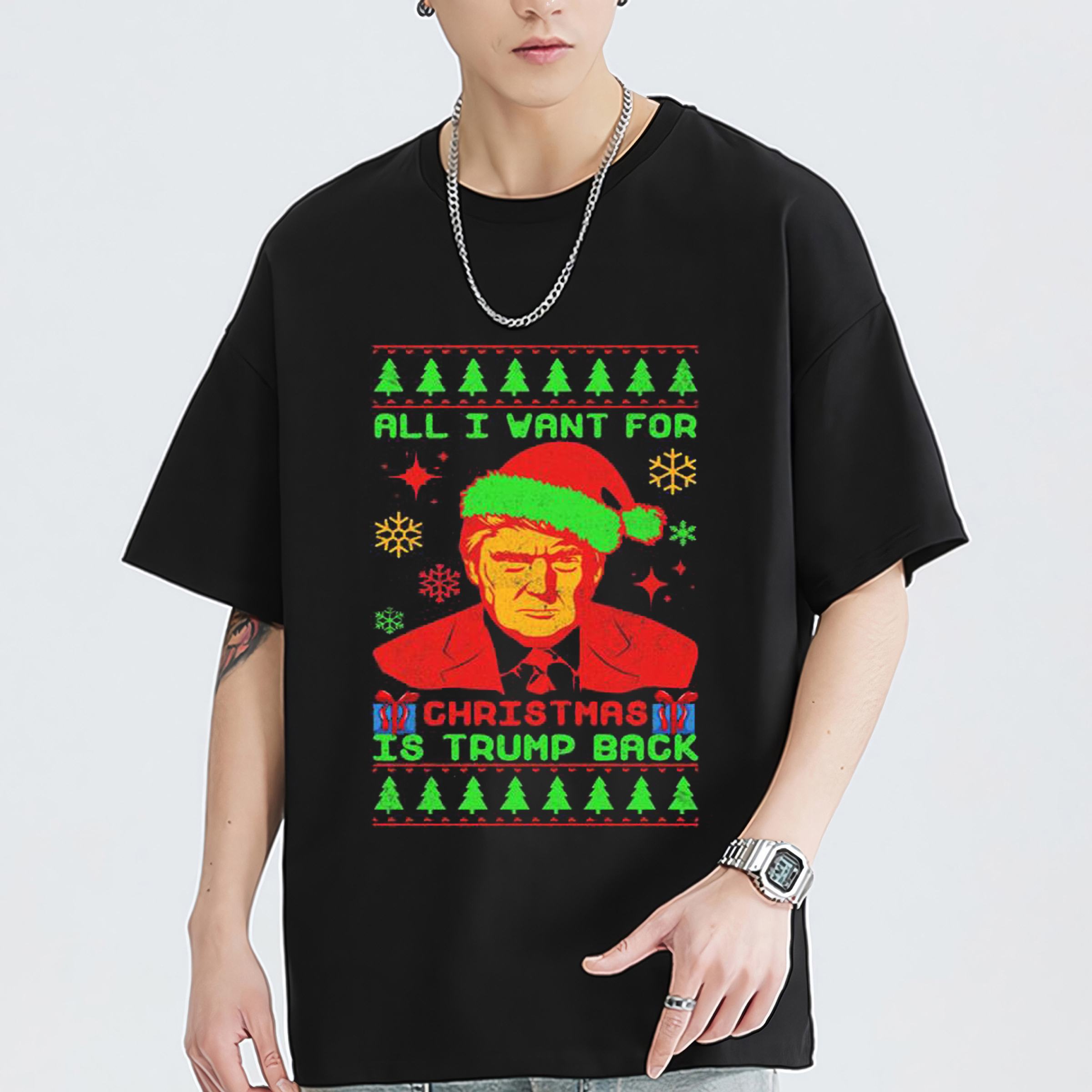 All I Want For Christmas Is Trump Back Vintage Style Ugly Christmas Sweatshirt