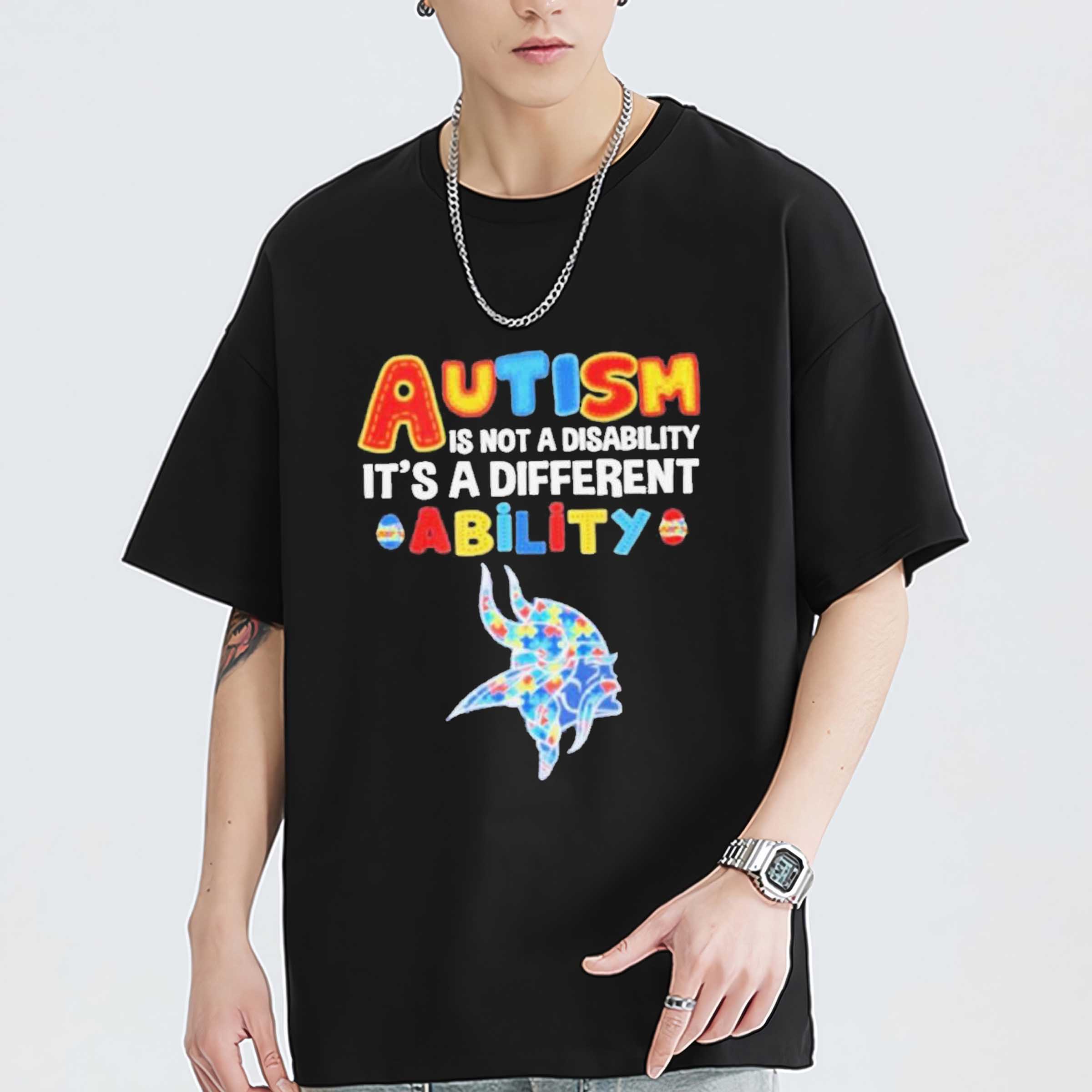 Official Minnesota Vikings NFL Autism Is Not A Disability 2024 Logo Sweatshirt, Hoodie, Shirt