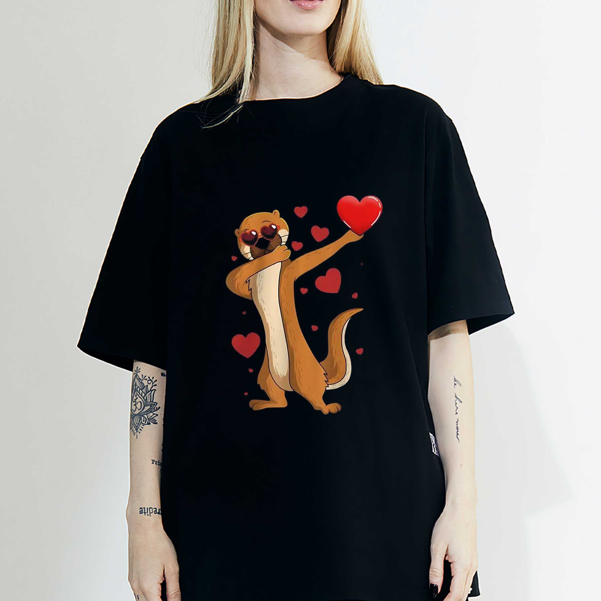 Otters Funny Dab Dance Valentine Day Sea Otter Lover T-Shirt, Sweatshirt, Hoodie